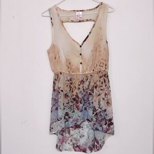 🌞 Dolled Up sleeveless high low Asymmetric sheer tunic top peekaboo back S